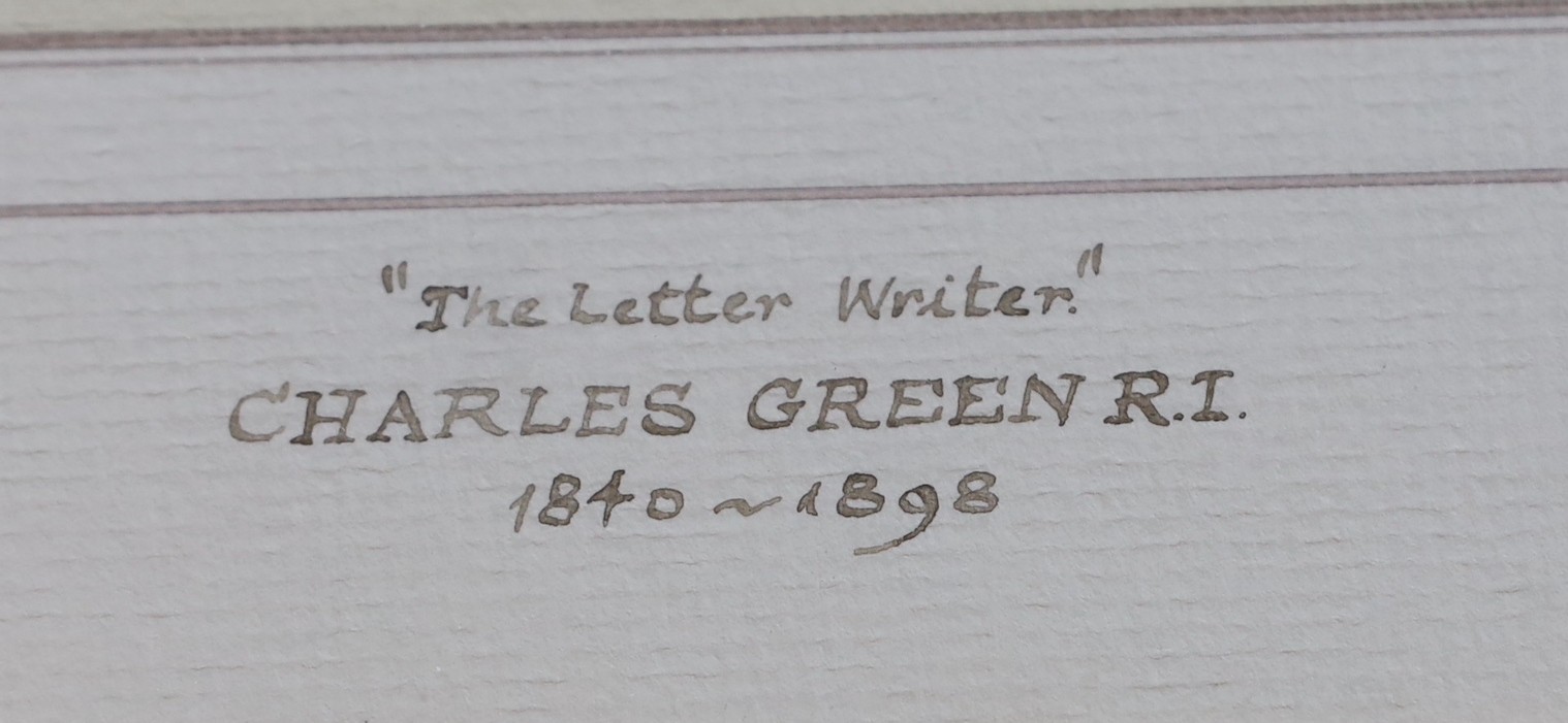 Charles Green R.I. (1840–1898), 'The Letter Writer', watercolour, 16 x 24cm